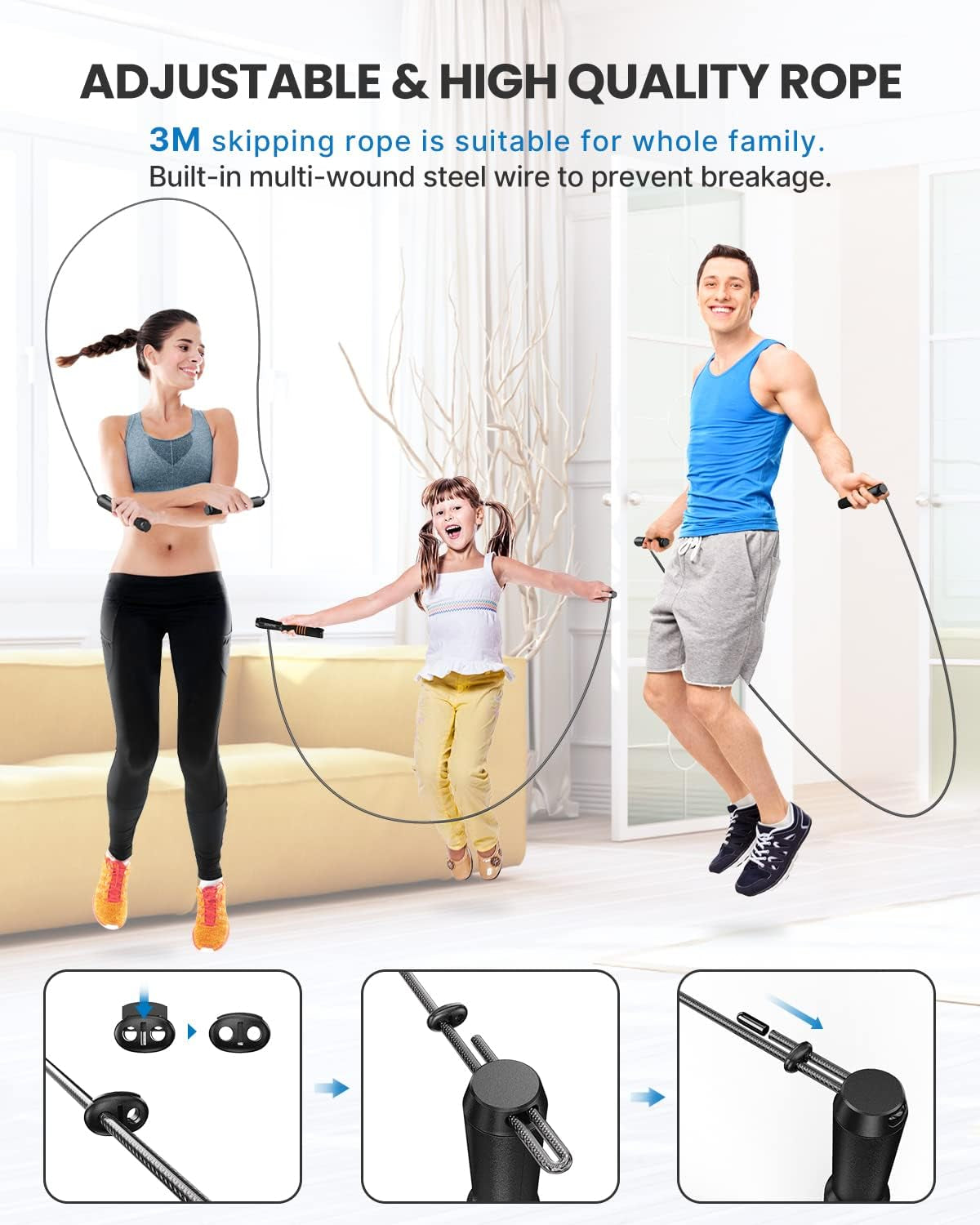 Smart Jump Rope, Fitness Skipping Rope with APP Data Analysis, Workout Jump Ropes for Home Gym, Crossfit, Jumping Rope Counter for Exercise for Men, Women