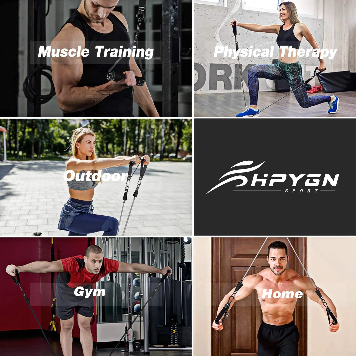 50Lb Resistance Bands Kit, Exercise Bands with Handles, for Heavy Resistance Training, Physical Therapy, Shape Body, Yoga, Home Workout Set
