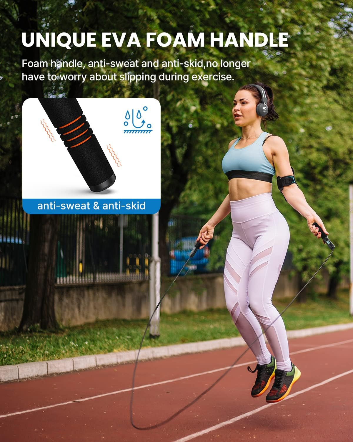Smart Jump Rope, Fitness Skipping Rope with APP Data Analysis, Workout Jump Ropes for Home Gym, Crossfit, Jumping Rope Counter for Exercise for Men, Women
